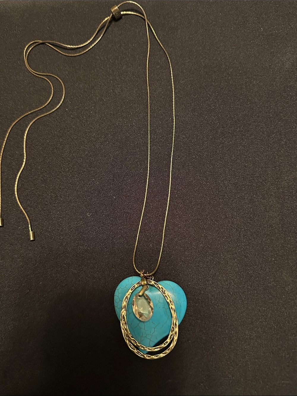 Turquoise Heart Pendant Necklace with Gold-Tone Accents